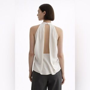 ZARA - White Halter Blouse Open Back Minimalist Chic Lightweight Top